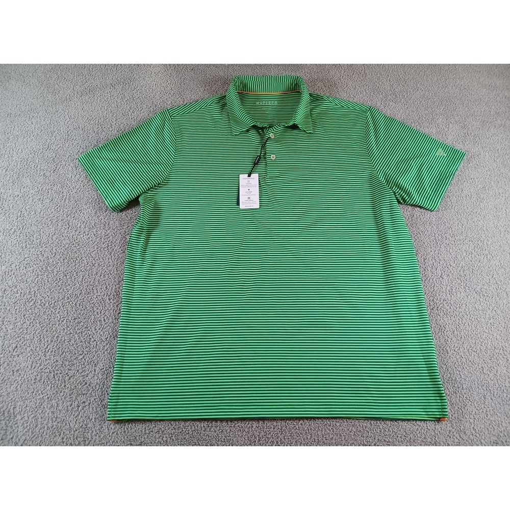 Maelreg Golf Polo Shirt Mens XL Green Striped Performance Stretch NWT